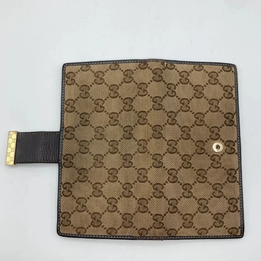 🔹️ GUCCI🔹️ purse Leather long wallet Brown Canvas Supreme  ✨️🤎 - Picture 12 of 13